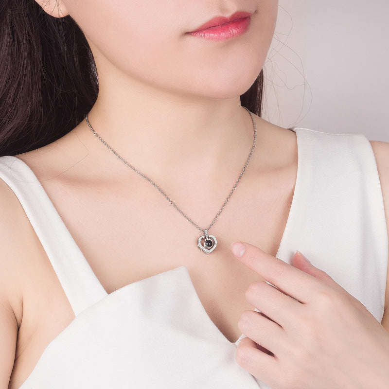 Modern Heart Projection Necklace