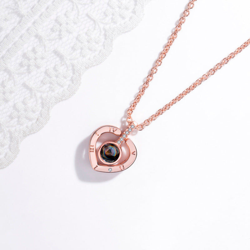 Modern Heart Projection Necklace