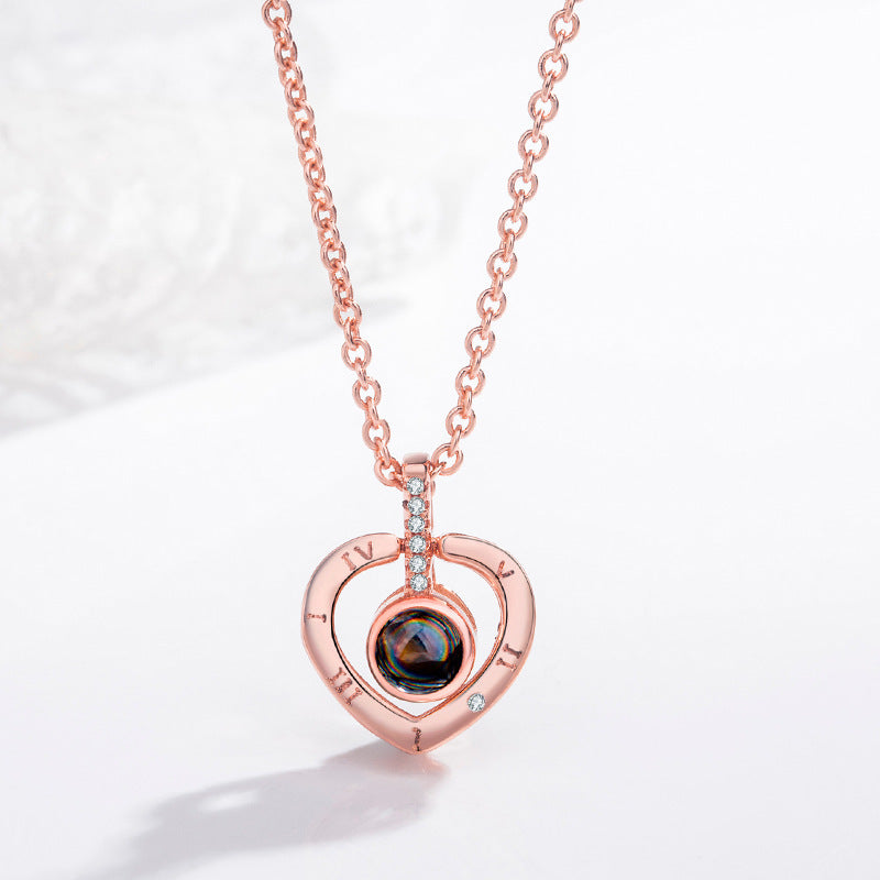 Modern Heart Projection Necklace