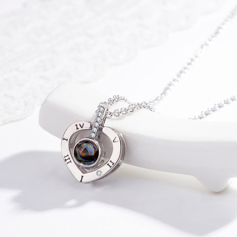 Modern Heart Projection Necklace