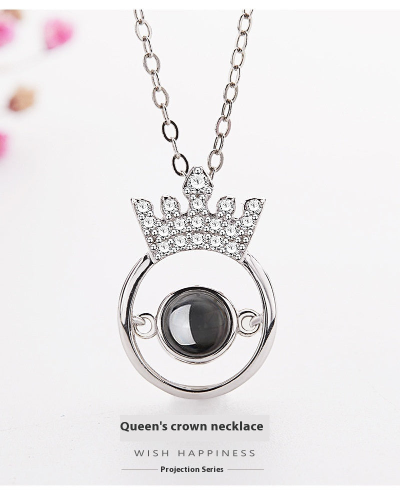 Crown Projection "I Love You" Necklace