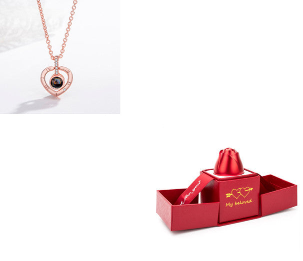 Modern Heart Projection Necklace