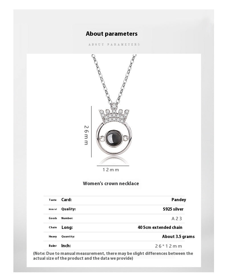 Crown Projection "I Love You" Necklace