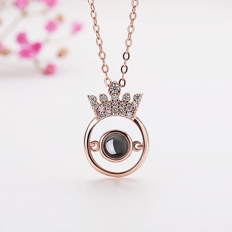 Crown Projection "I Love You" Necklace