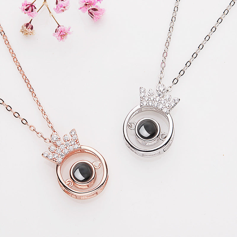 Crown Projection "I Love You" Necklace